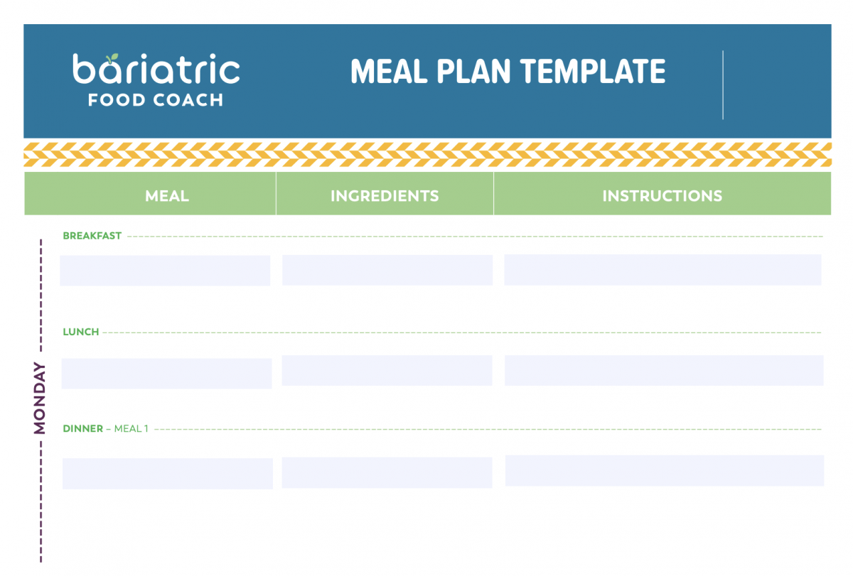 Bariatric Meal Plan Template