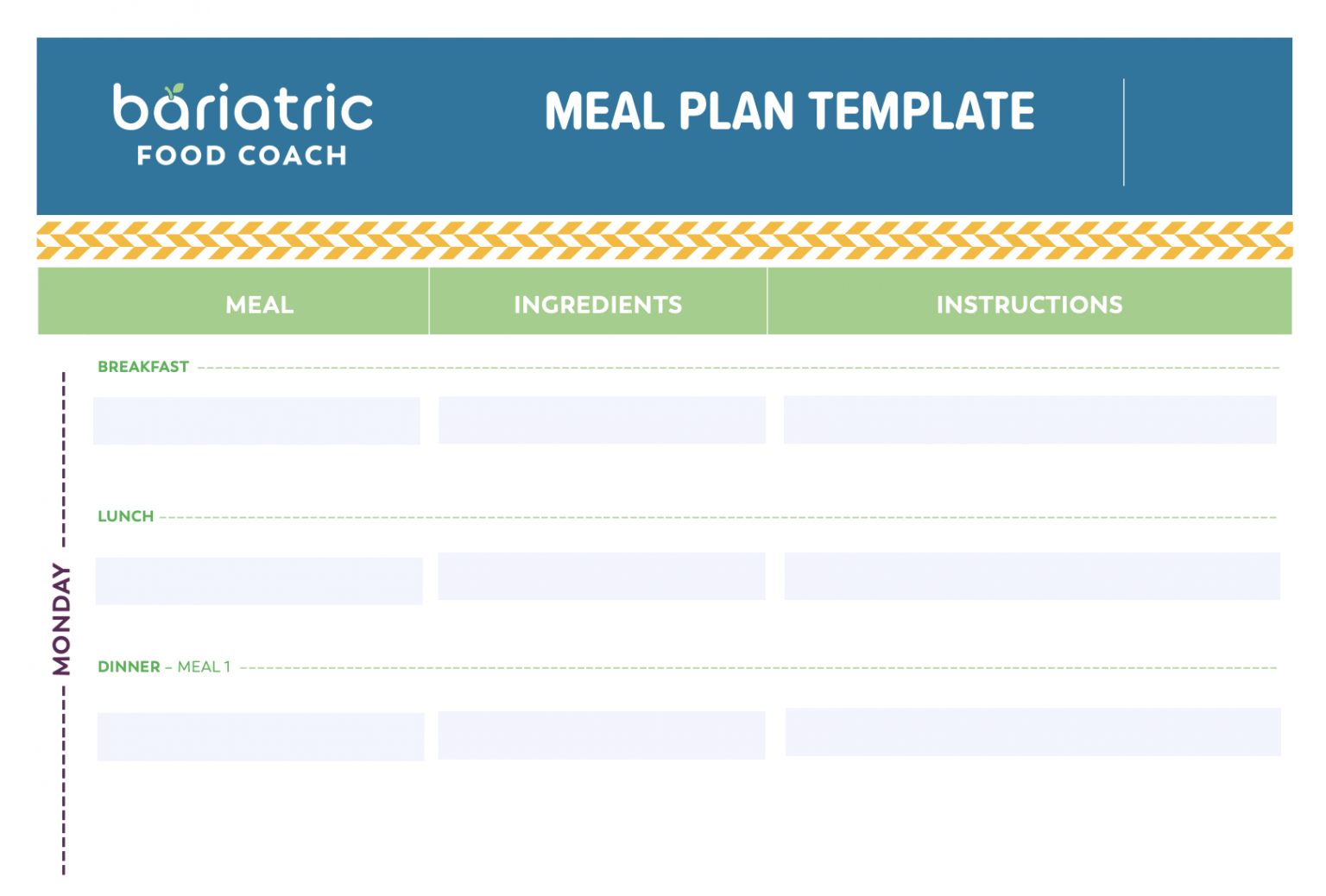 Printable Bariatric Meal Plan Pdf