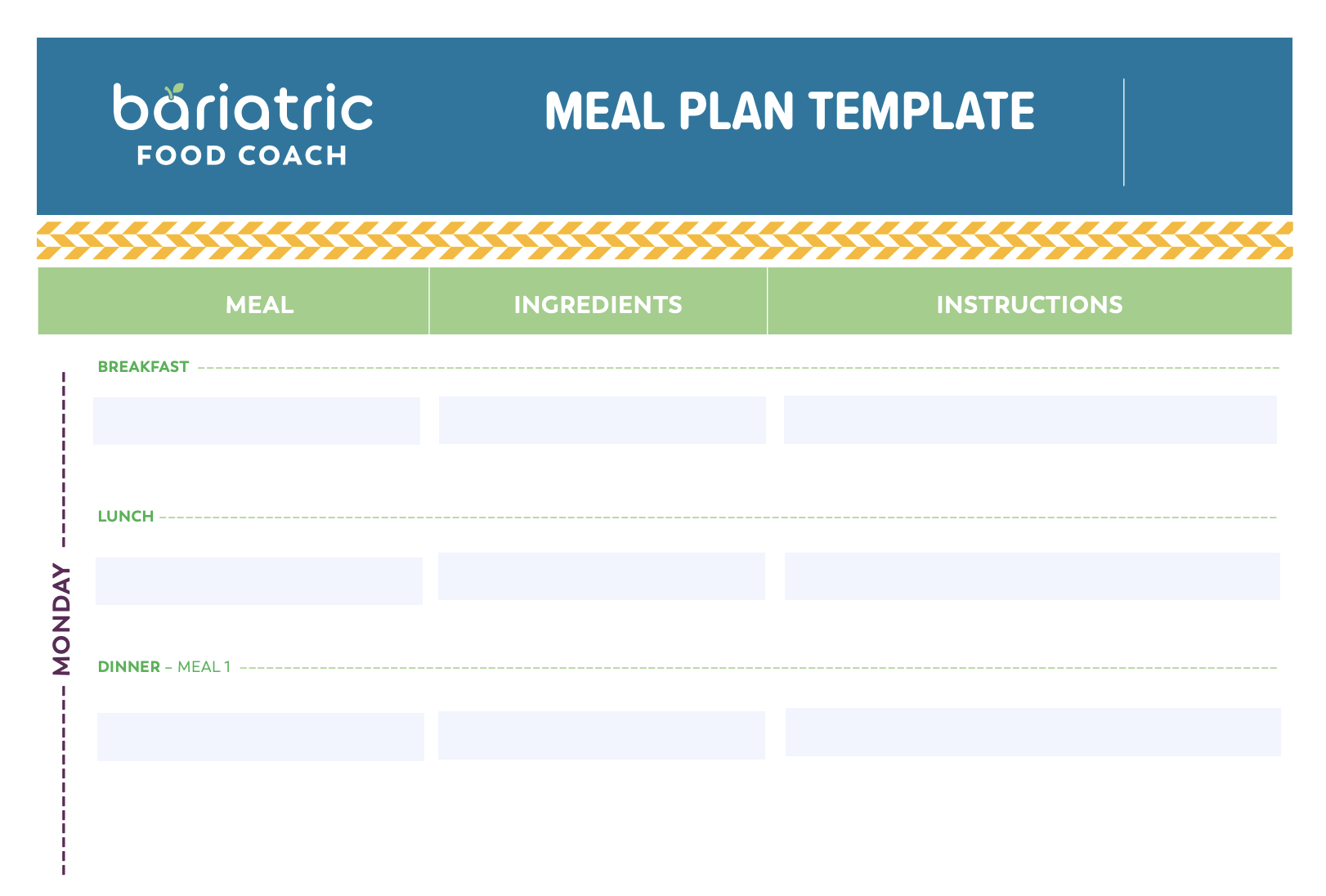 Bariatric Meal Plan Template Bariatric Food Coach