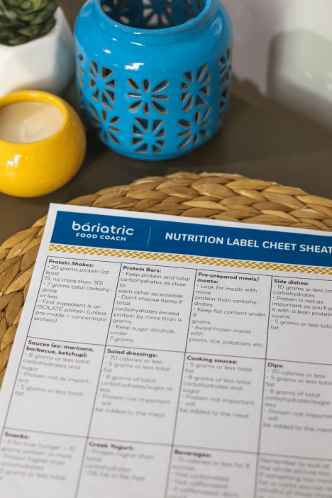 Bariatric Nutrition Label Cheat Sheet